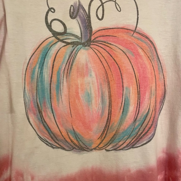 Women's Bleached Fall Shirt, Pumpkin Shirt, Women's Fall T-shirt, Bleached tee - Picture 5 of 6